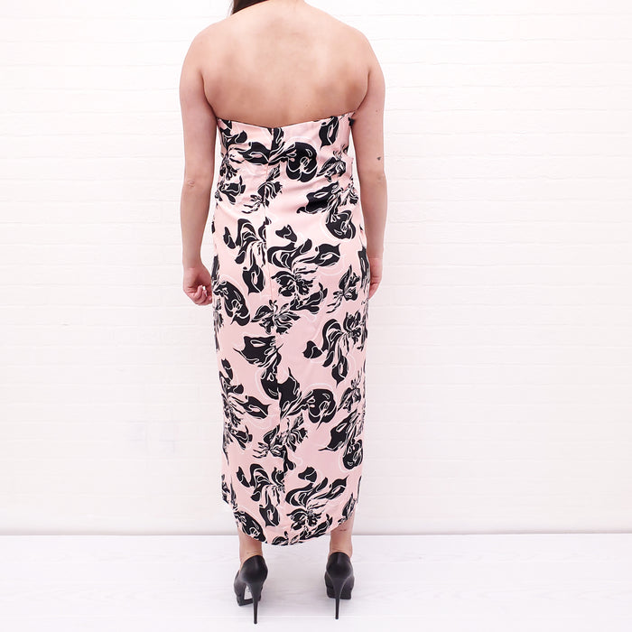 CEDRIC CHARLIER PINK FLORAL STRAPLESS DRESS - SIZE 46