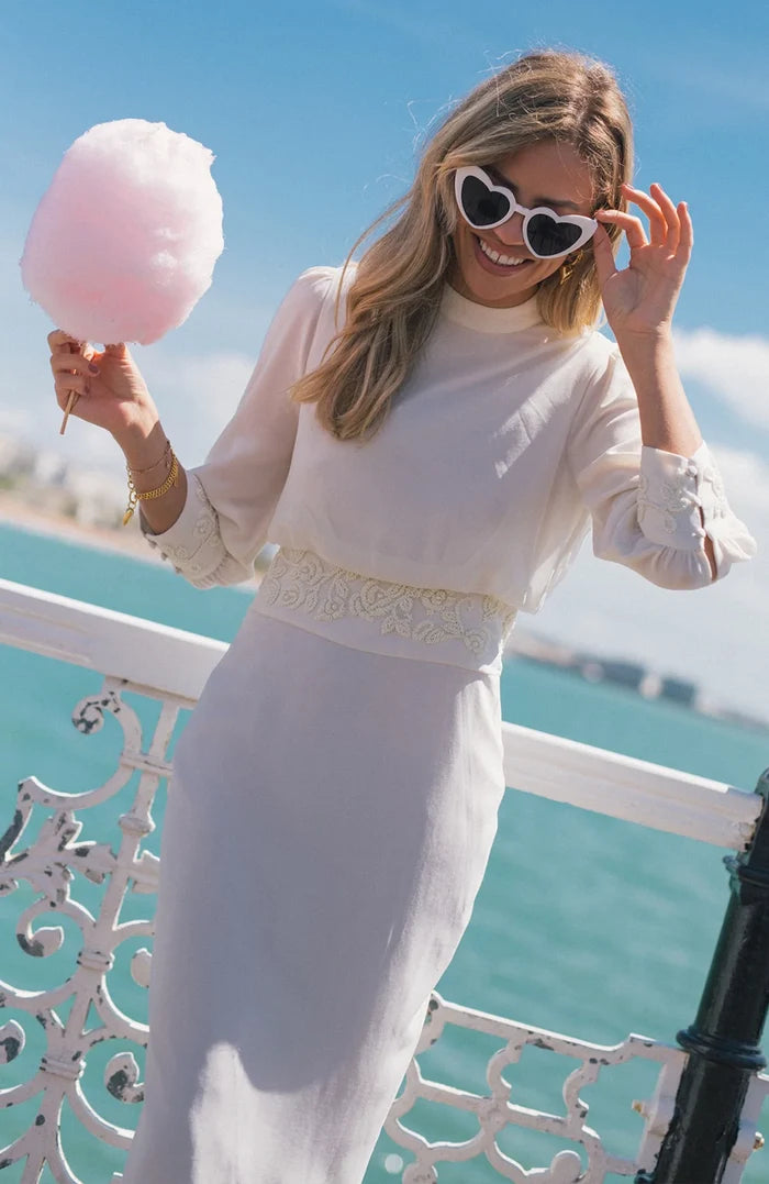 Celin Embellished High Neck Pencil Dress