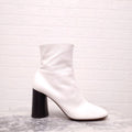 CELINE CREAM LEATHER BOOTS WITH ROUND BLOCK HEEL - SIZE 40.5