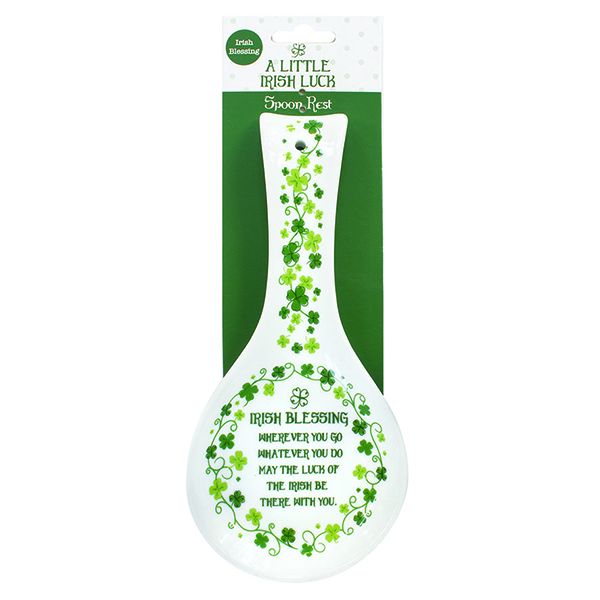 Ceramic Spoon Rest With Irish Saying and Clover Design Gift