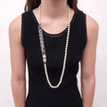 CHANEL PEARL AND SQUARE CRYSTAL 'CHANEL' NECKLACE