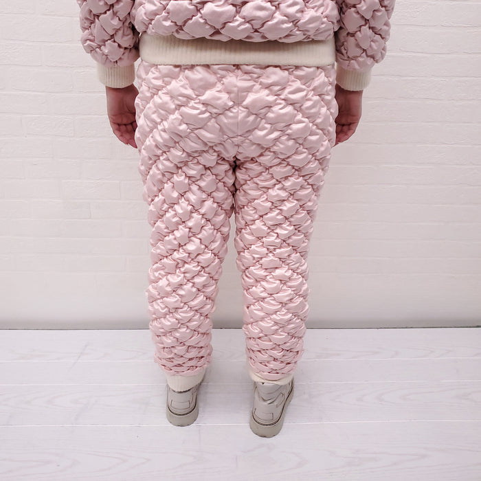 CHANEL RUNWAY PINK QUILTED BOMBER JACKET WITH MATCHING QUILTED PANT - SIZE 36