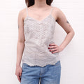 CHANEL SILVER METALLIC TANK TOP - SIZE 34