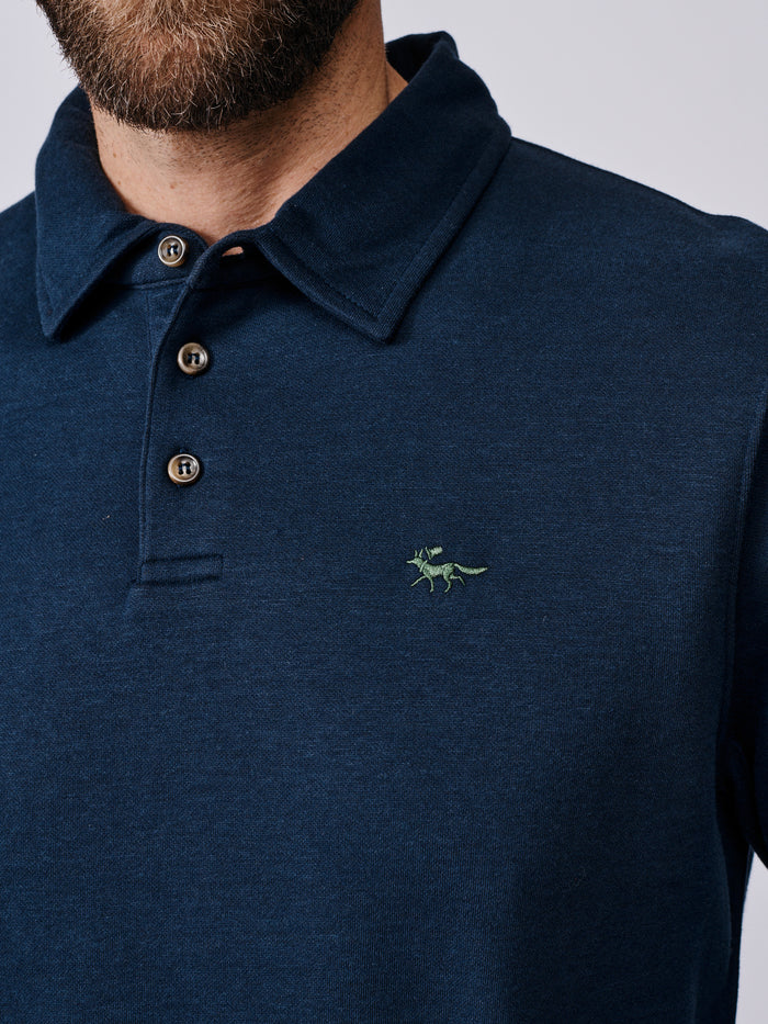 Aubin Navy Chelwood Interlock Long Sleeve Polo | Long sleeve Polo