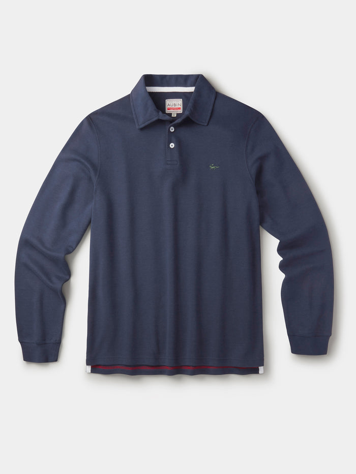 Aubin Navy Chelwood Interlock Long Sleeve Polo | Long sleeve Polo