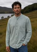 Civilian Grandfather Shirt | Green Stripes