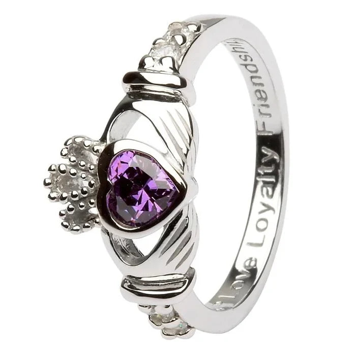Claddagh Birthstone Ring – February