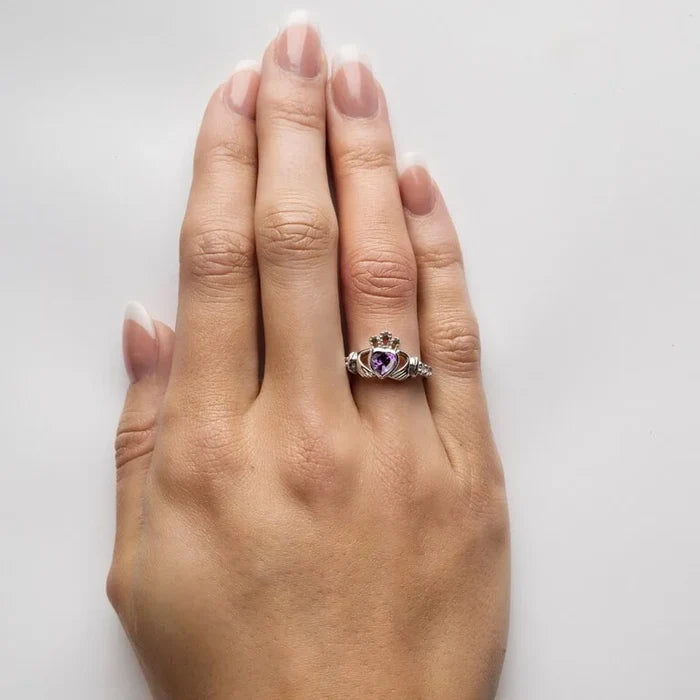 Claddagh Birthstone Ring – February