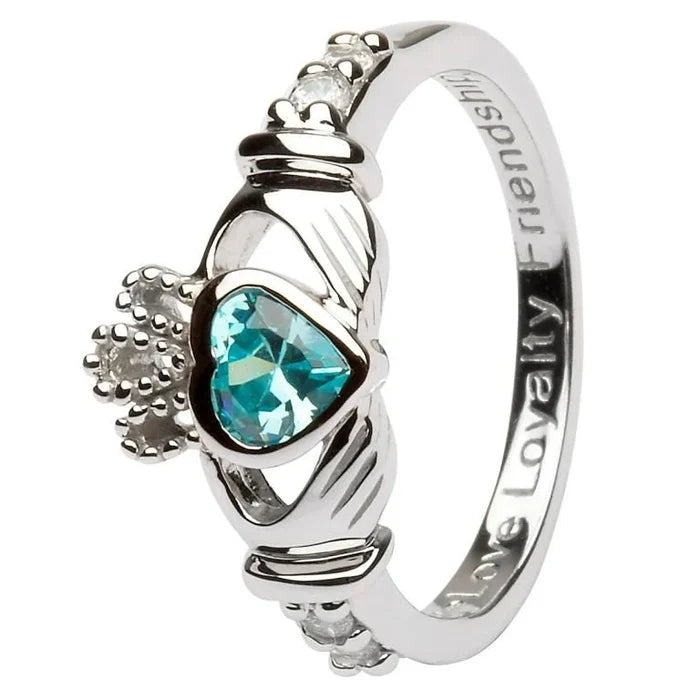 Claddagh Birthstone Ring – March