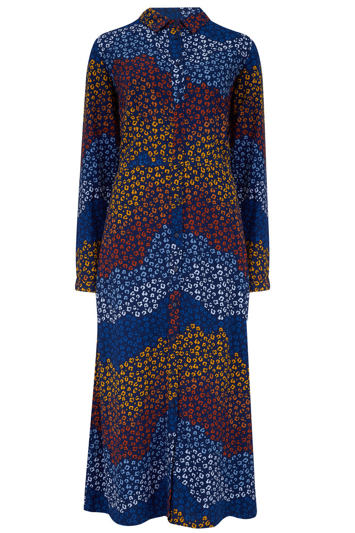 Clarissa Maxi Shirt Dress - Navy/Multi, Dark Floral Waves