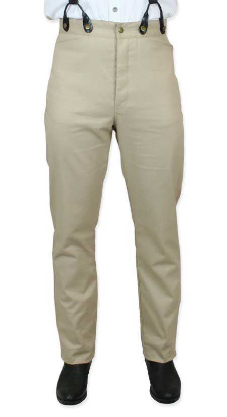 Classic Mens Trousers - Khaki Twill