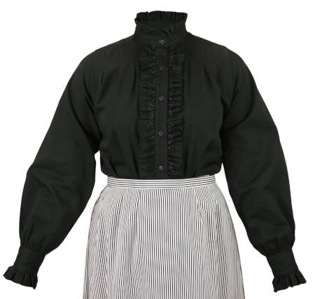 Claudette Ruffle Front Blouse - Black