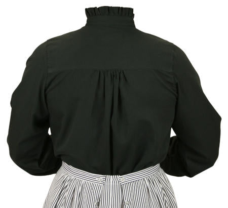 Claudette Ruffle Front Blouse - Black