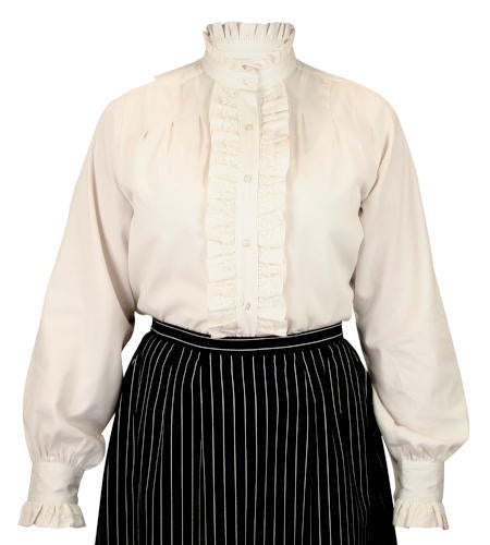 Claudette Ruffle Front Blouse - Natural