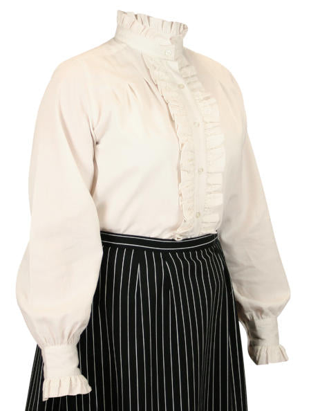 Claudette Ruffle Front Blouse - Natural