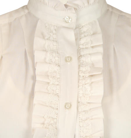 Claudette Ruffle Front Blouse - Natural
