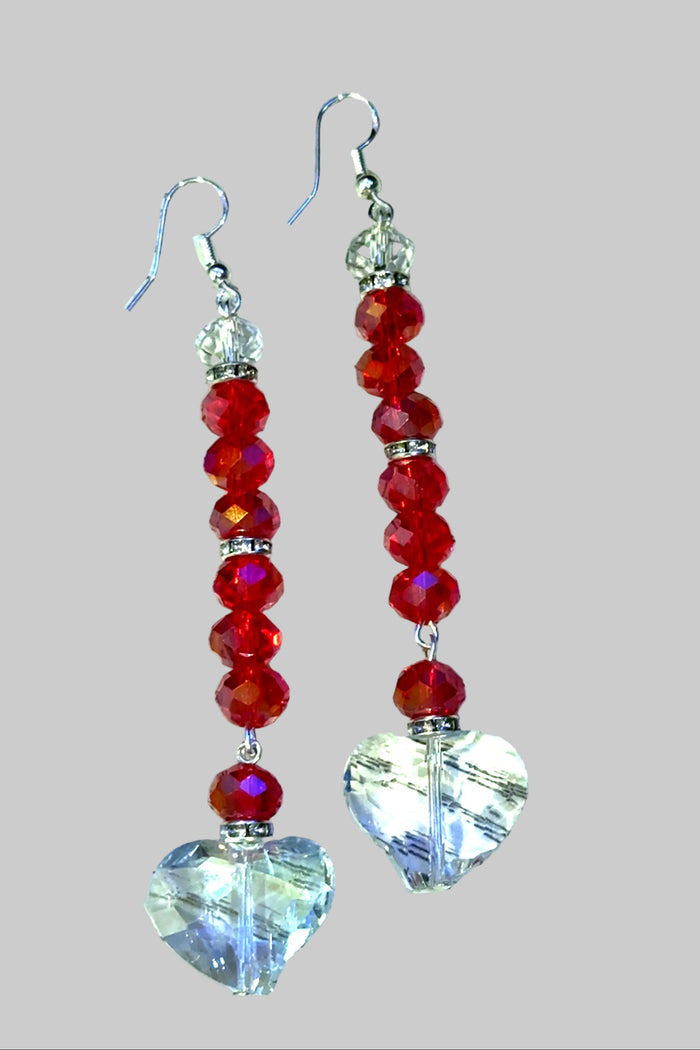 Style the Clear Heart Long Drop Earrings exclusively at Born To Glam