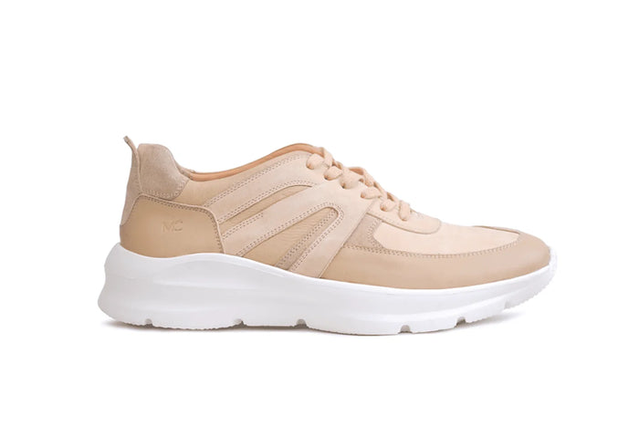Moral Code Cliff Men's Upcycled Trainer - #color_beige-leather