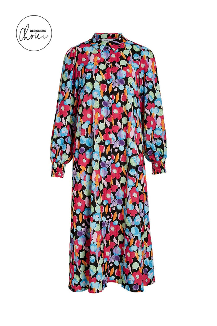 Cludia Shirt Dress (Black MULTI)