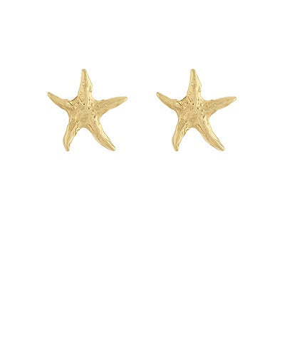 Coastal Chic Textured Starfish Gold Stud Earrings