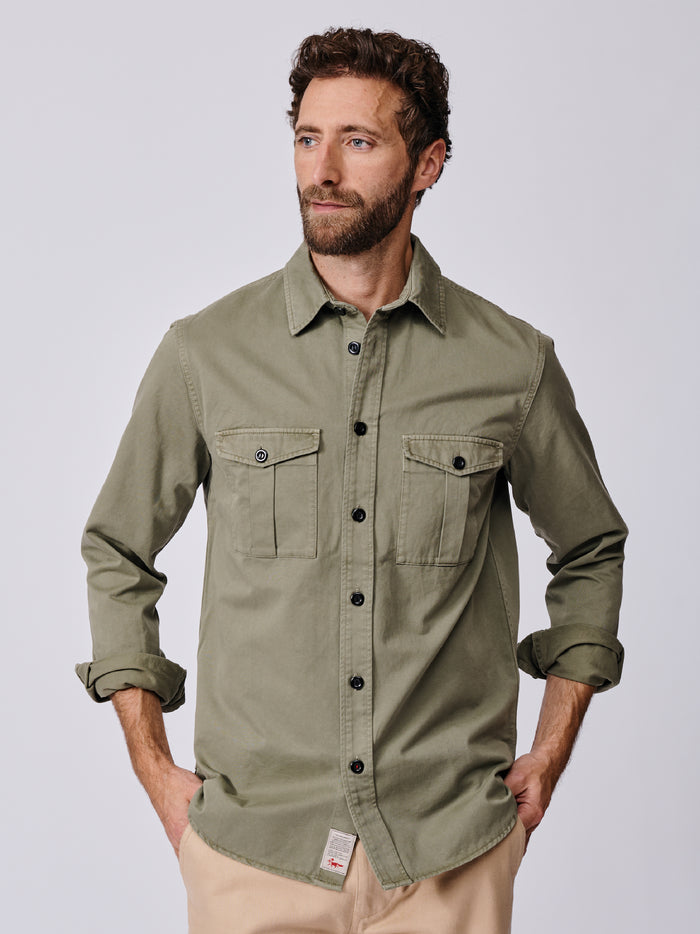 Aubin Pale Khaki Cole Twill Overshirt | Overshirt