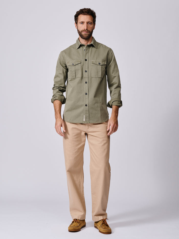 Aubin Pale Khaki Cole Twill Overshirt | Overshirt