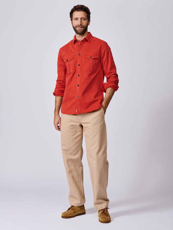 Aubin Washed Red Cole Twill Overshirt | Overshirt