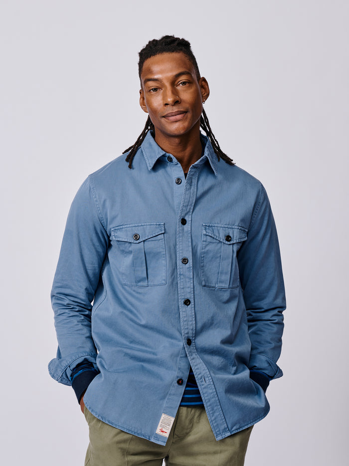 Aubin Blue Cole Twill Overshirt | Overshirt