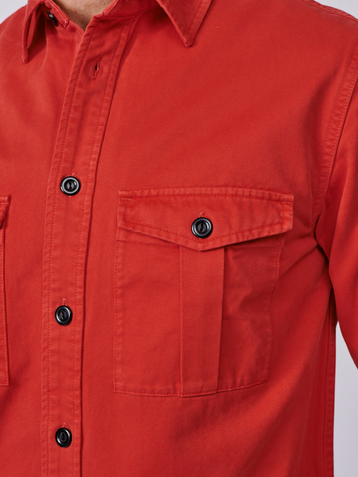 Aubin Washed Red Cole Twill Overshirt | Overshirt