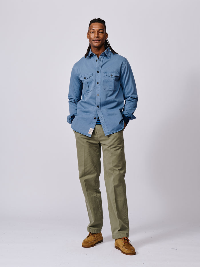 Aubin Blue Cole Twill Overshirt | Overshirt