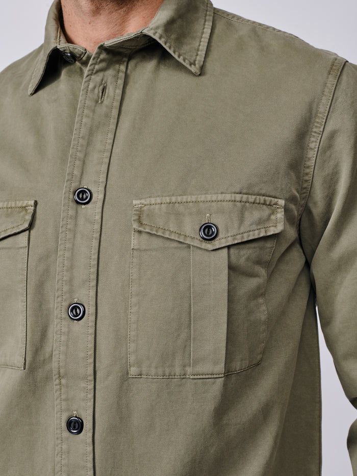 Aubin Pale Khaki Cole Twill Overshirt | Overshirt