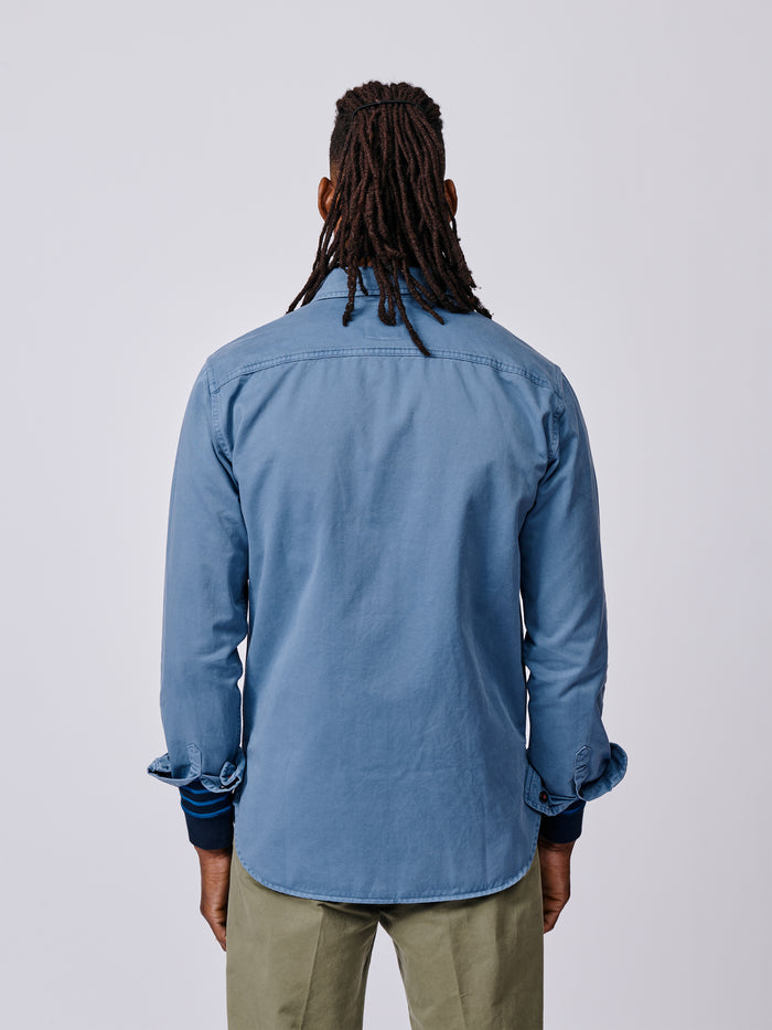Aubin Blue Cole Twill Overshirt | Overshirt