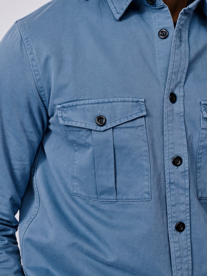 Aubin Blue Cole Twill Overshirt | Overshirt
