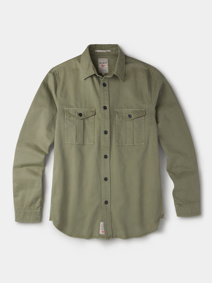 Aubin Pale Khaki Cole Twill Overshirt | Overshirt