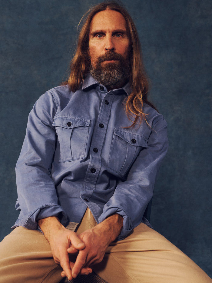 Aubin Blue Cole Twill Overshirt | Overshirt