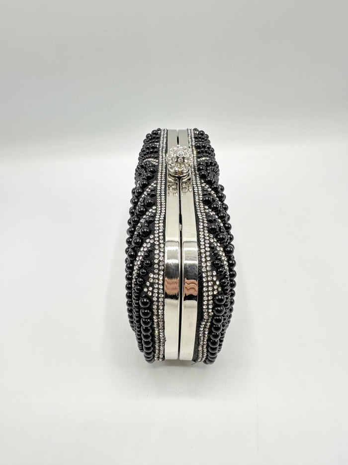 Colette Pearl & Diamante Clutch (Black)