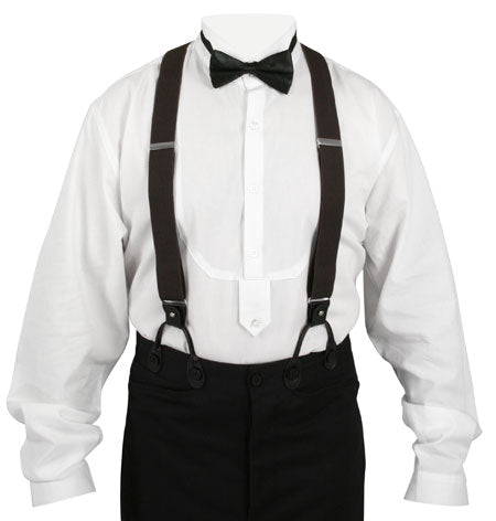 Brown Elastic Convertible Suspenders (Long)