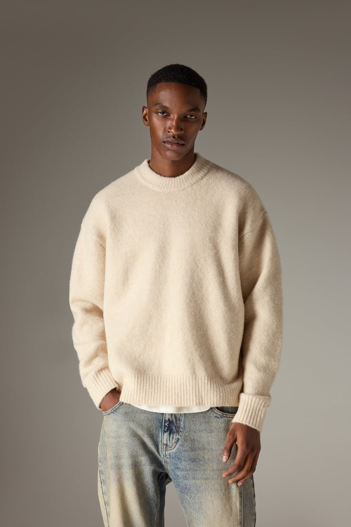 COPYRIGHT BRUSHED KNIT JUMPER - OFF WHITE