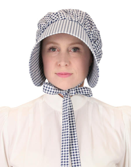 Cotton Bonnet - Navy Check