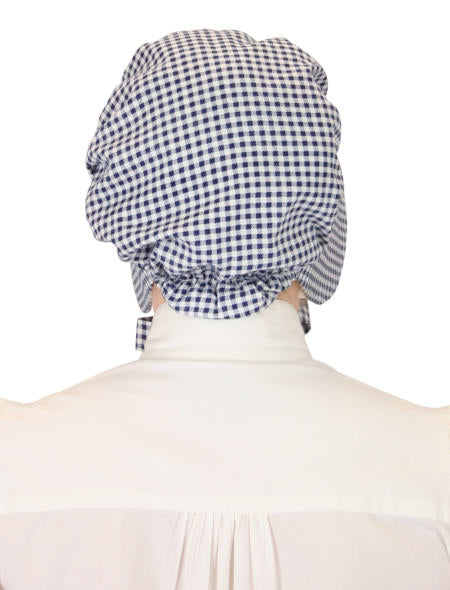 Cotton Bonnet - Navy Check