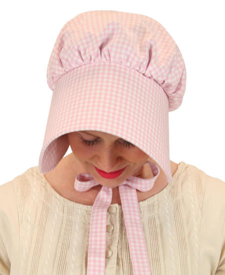 Cotton Bonnet - Pink Check