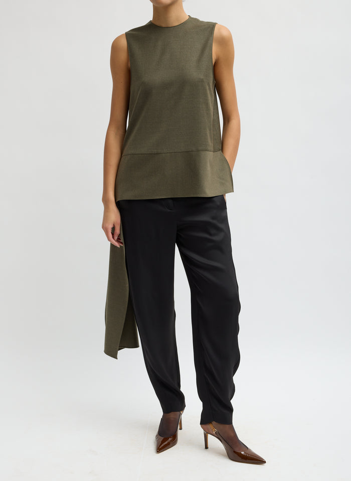 COZY FLANNEL ASYMMETRICAL SLEEVELESS TOP