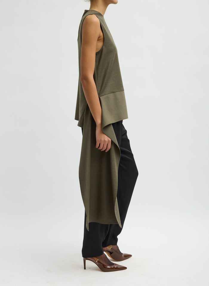 COZY FLANNEL ASYMMETRICAL SLEEVELESS TOP