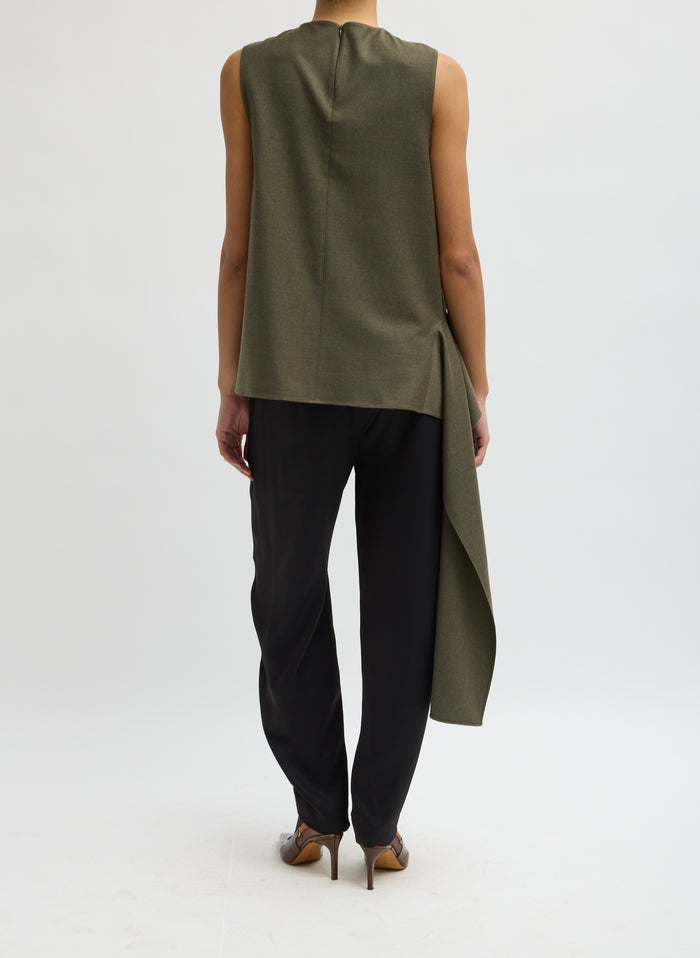 COZY FLANNEL ASYMMETRICAL SLEEVELESS TOP