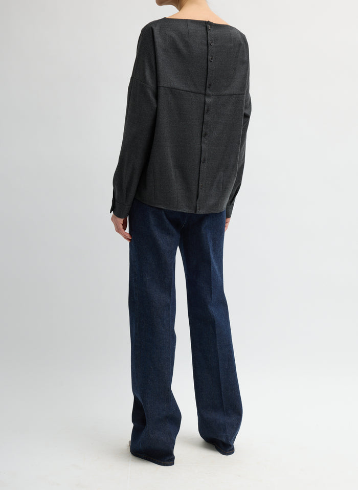 COZY FLANNEL BOATNECK DOLMAN SLEEVE TOP