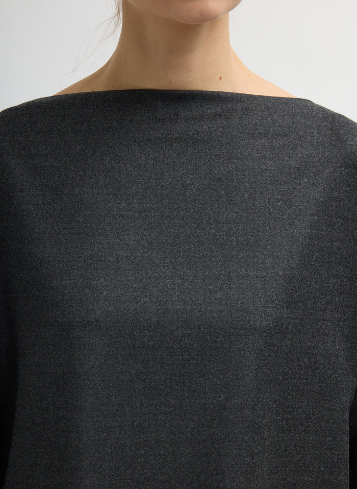 COZY FLANNEL BOATNECK DOLMAN SLEEVE TOP