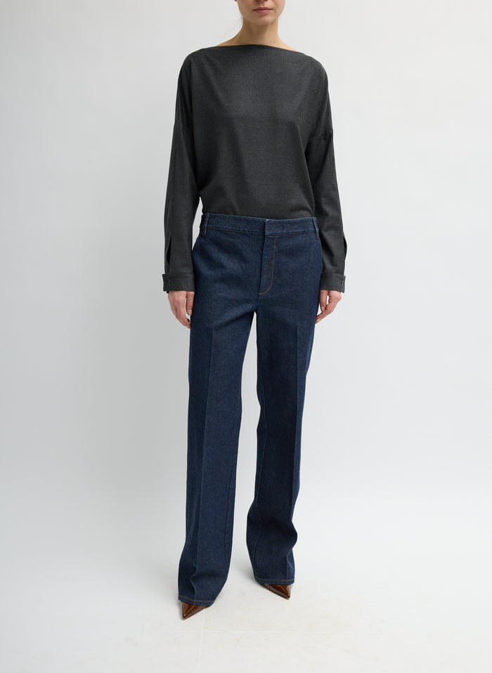 COZY FLANNEL BOATNECK DOLMAN SLEEVE TOP