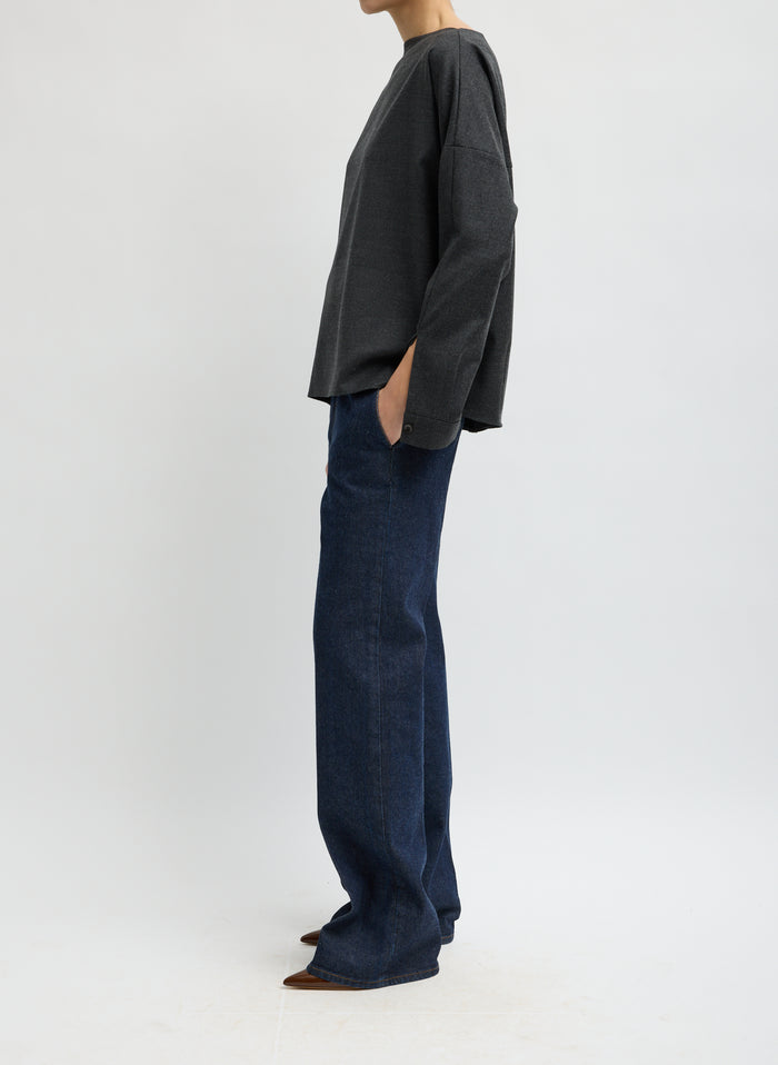 COZY FLANNEL BOATNECK DOLMAN SLEEVE TOP