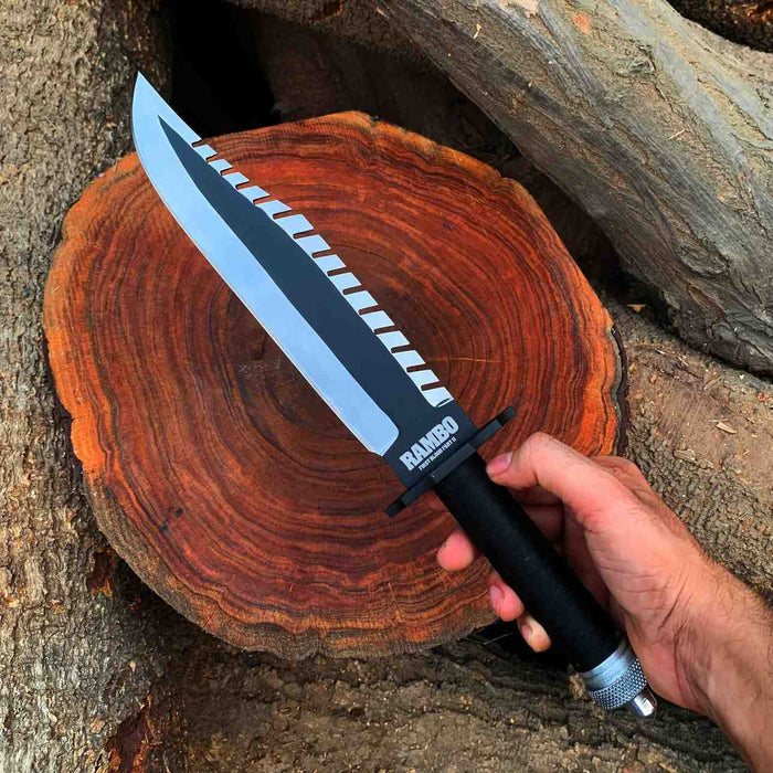 Crafted Rambo Knife Replica – 16" Survival Blade with Leather Sheath for Collectors and Adventurers - RFE Marketing Ventures