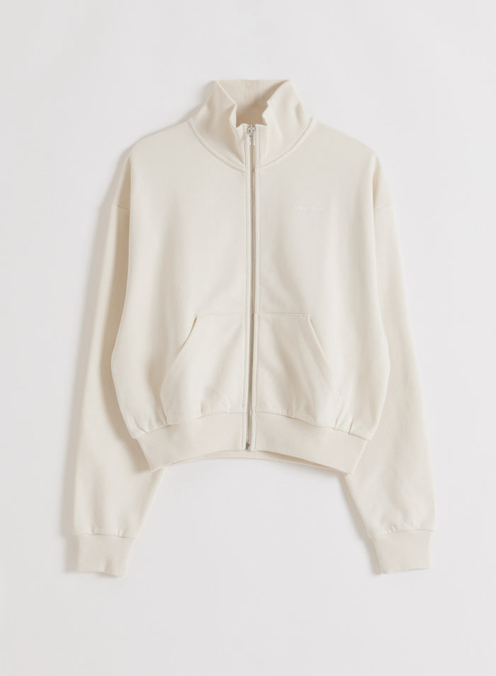 Cream Chunky Terry Zip Jacket